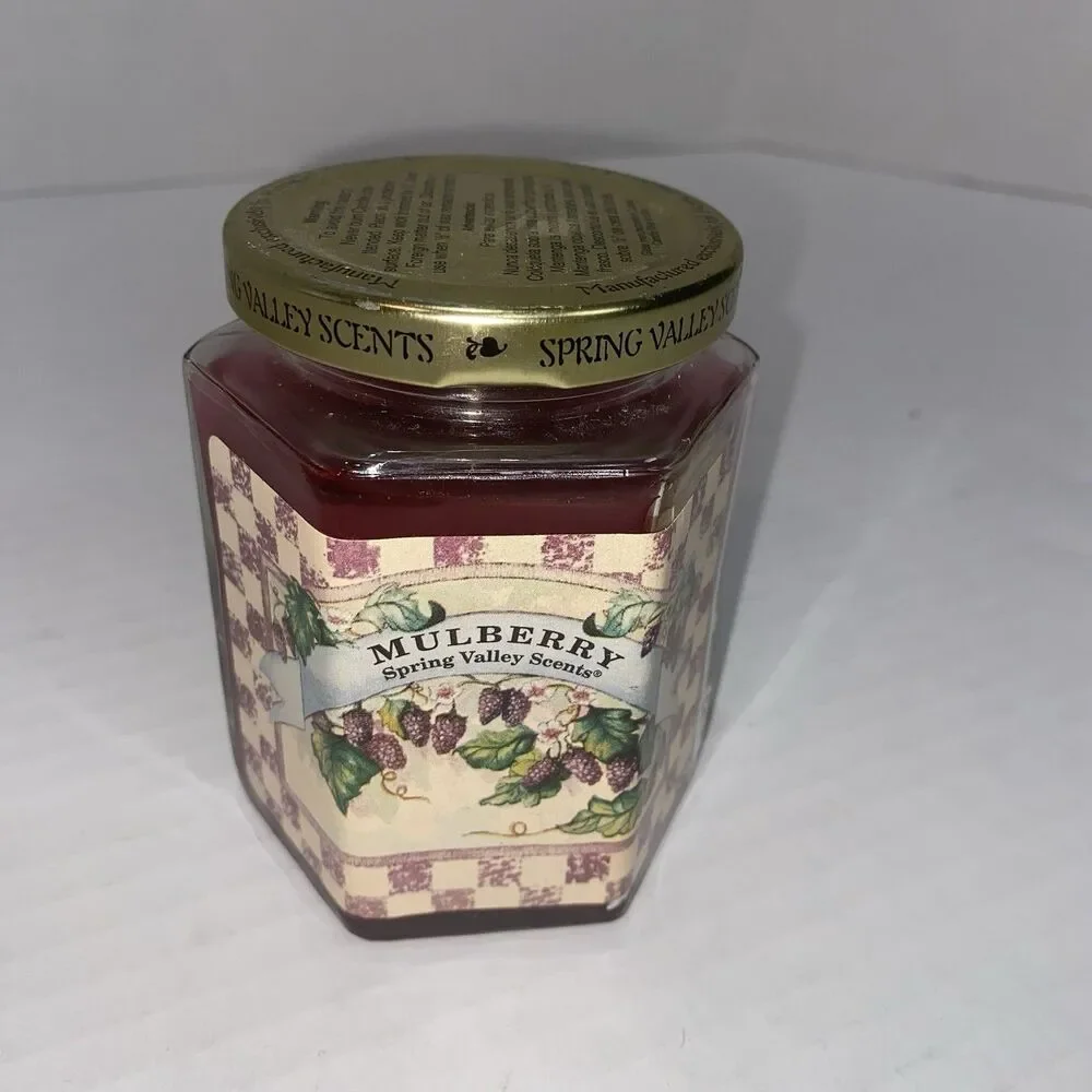 Home Interiors Mulberry Candle Jar 8 oz Vintage 90s Y2K OG New Old Stock